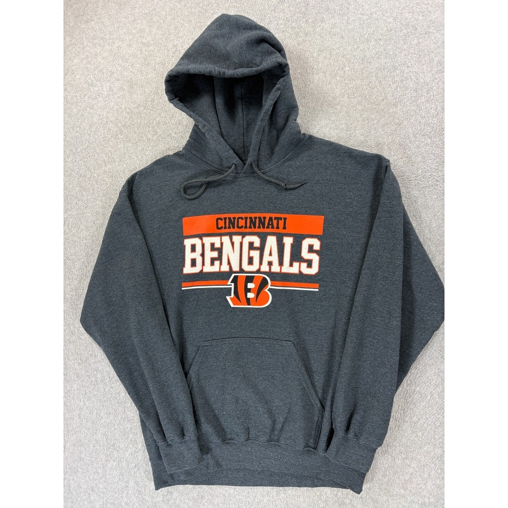 Cincinnati Bengals Screened Logo Stadium Hoodie‎ Sweatshirt (Men's Medium) Gray
